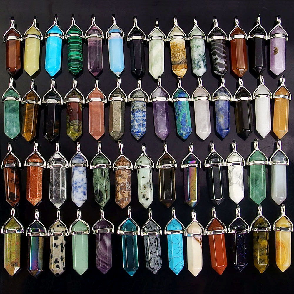 Natural Quartz Crystal Chakra Cut Gemstone Pendant Healing Point Reiki Necklace
