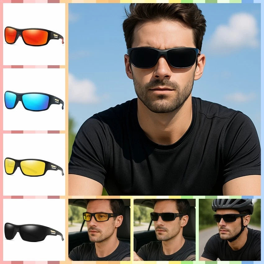 Men Polarized Sports Sunglasses Lightweight Wrap Around Shades Driving Cycling # 201909
