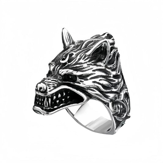 Men Fierce Wolf Head Ring Gothic Animal Totem Punk Norse Viking Band Biker Gift # R253