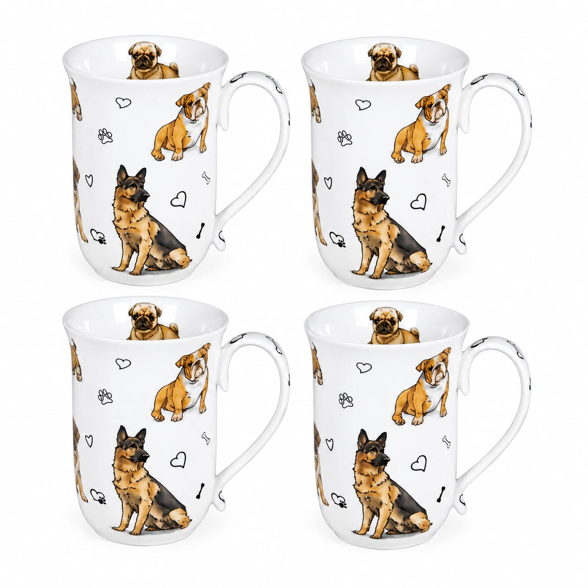 1-6x 405cc Cute Dog Fine Porcelain Mug Coffee Tea Cup Home Decor Gift Box