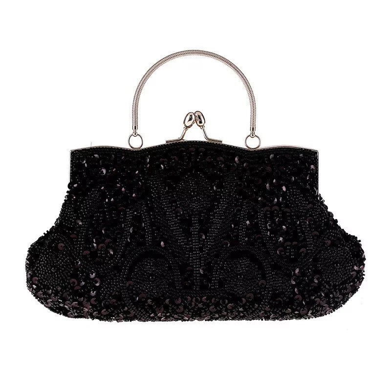 Women Beaded Sequin Evening Bag Clutch Wedding Bridal Prom Party Handbag Purse