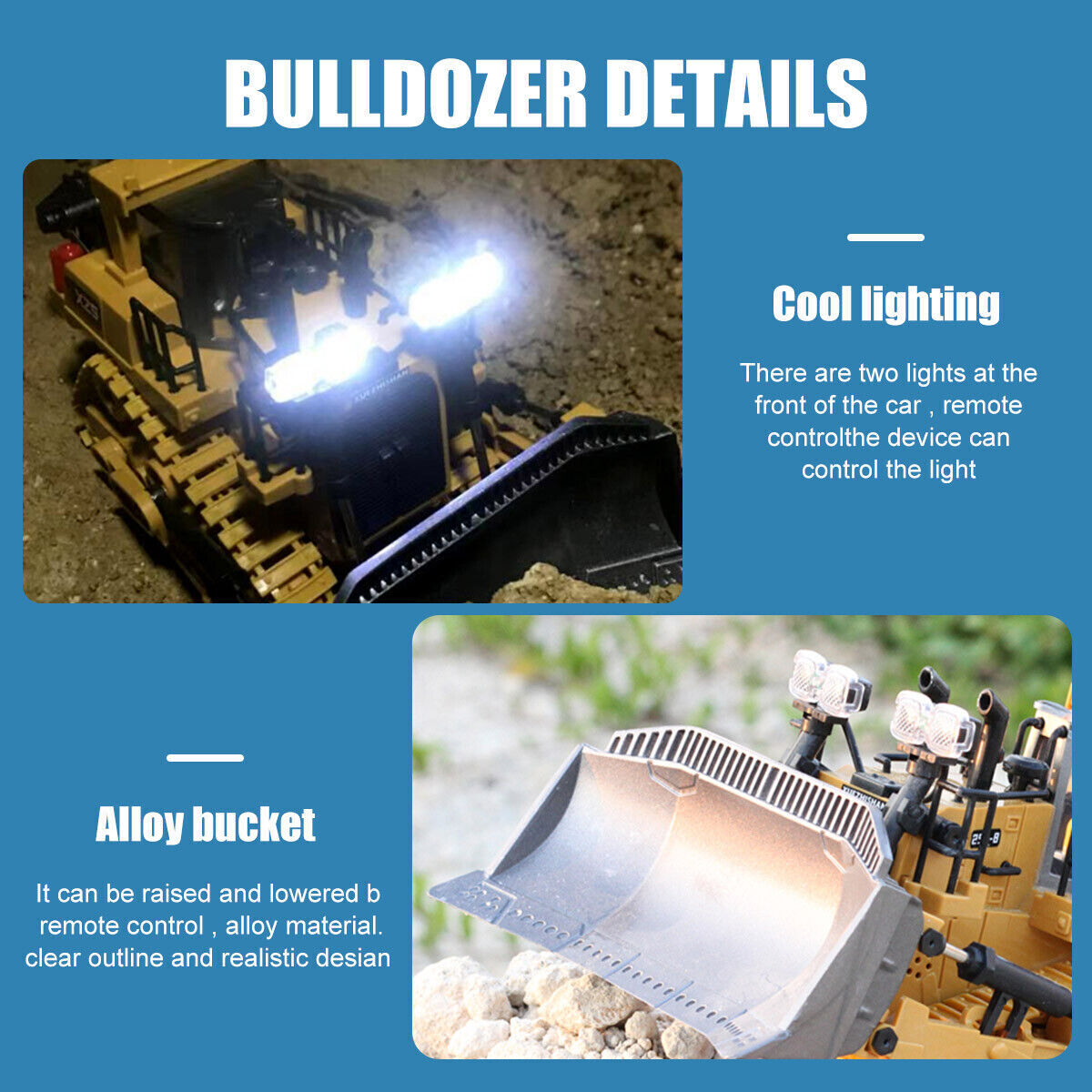 1:24 RC Excavator Remote Control Electric Crawler Alloy Engineering Bulldozer