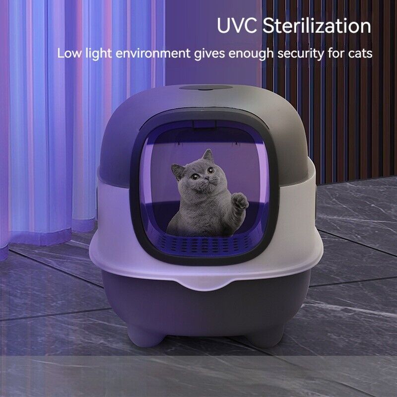 UVC Sterilization Fully Enclosed Cat Litter Box Pet Toilet Odour Control Basin