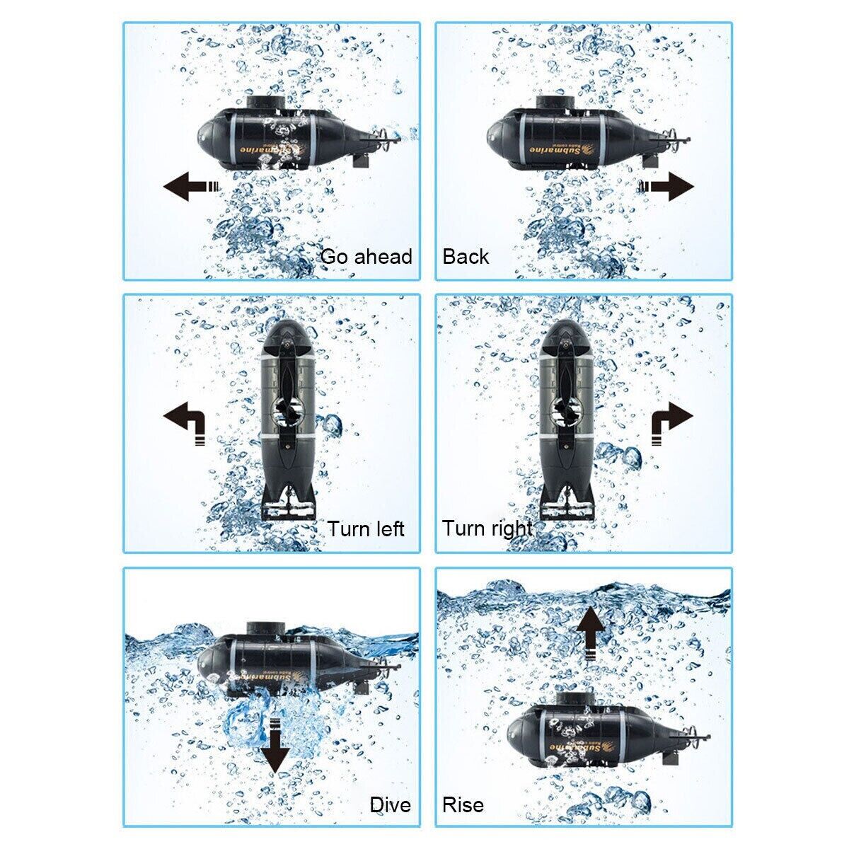 Electric Toy 6 Channels Diving Mini Remote Control Boat RC Submarine Radio Gift