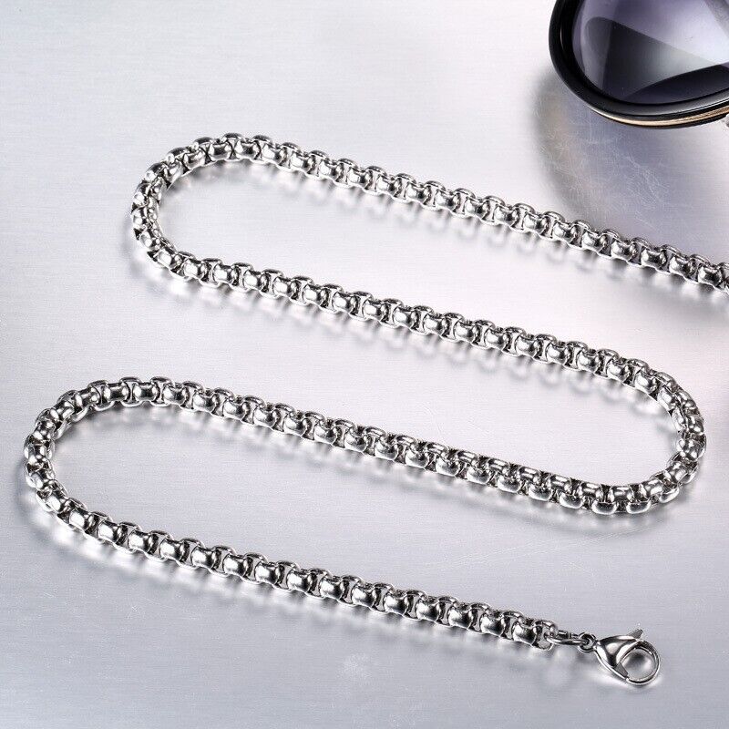 Basic Punk Stainless Steel Single Link Square Rolo Chain Necklace for Men Women