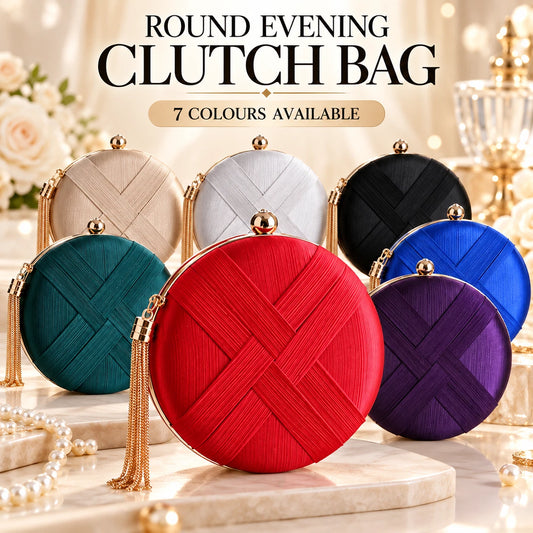 Women Round Evening Clutch Bag Wedding Party Prom Formal Tassel Chain Handbag 7 Colour