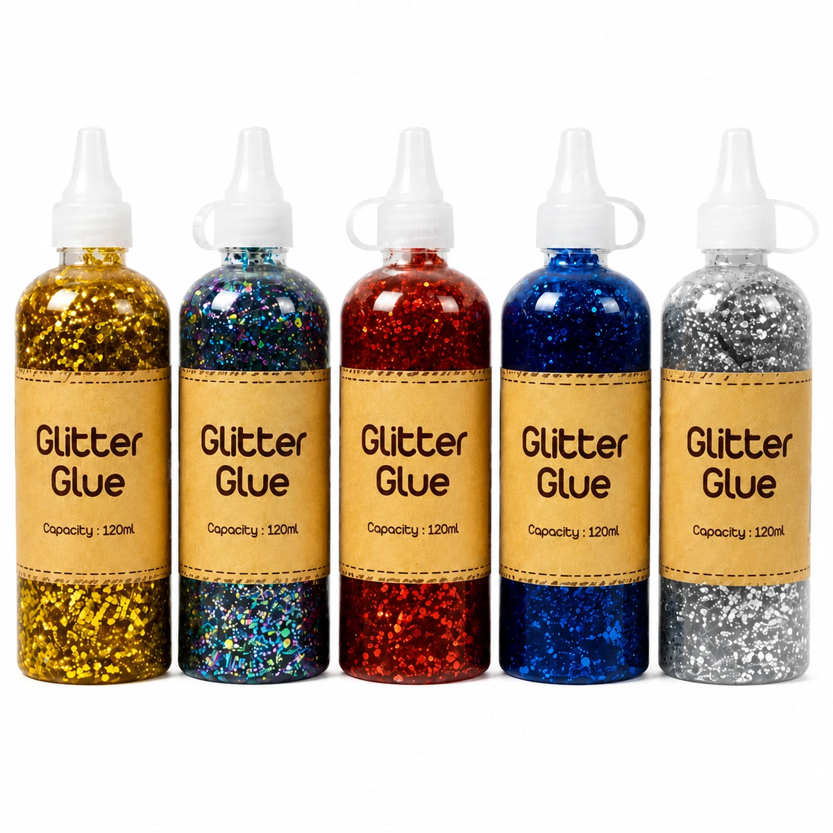 5X Craft Glitter Glue 120ml Coloured Gel Kids Crafts Scrapbooking School Project