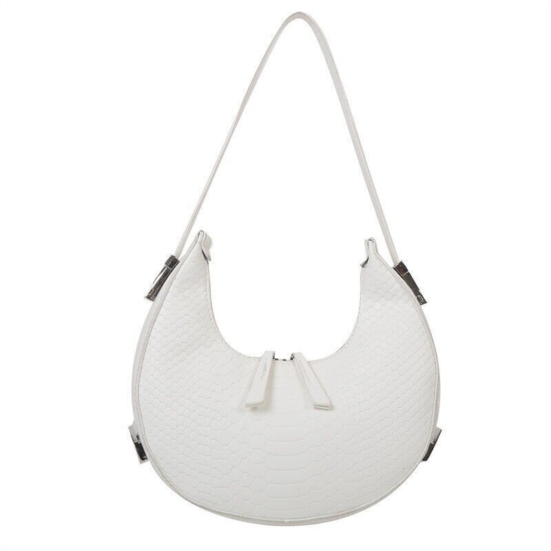 Women's Crocodile Stripe Double Zipper Fashion Personality Underarm Shoulder Bag