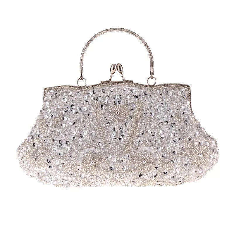 Women Beaded Sequin Evening Bag Clutch Wedding Bridal Prom Party Handbag Purse