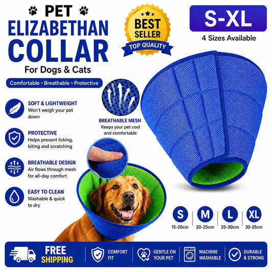 Pet Dog Cat Adjustable Elizabethan Collar Soft E Collar Cone Healing Recovery