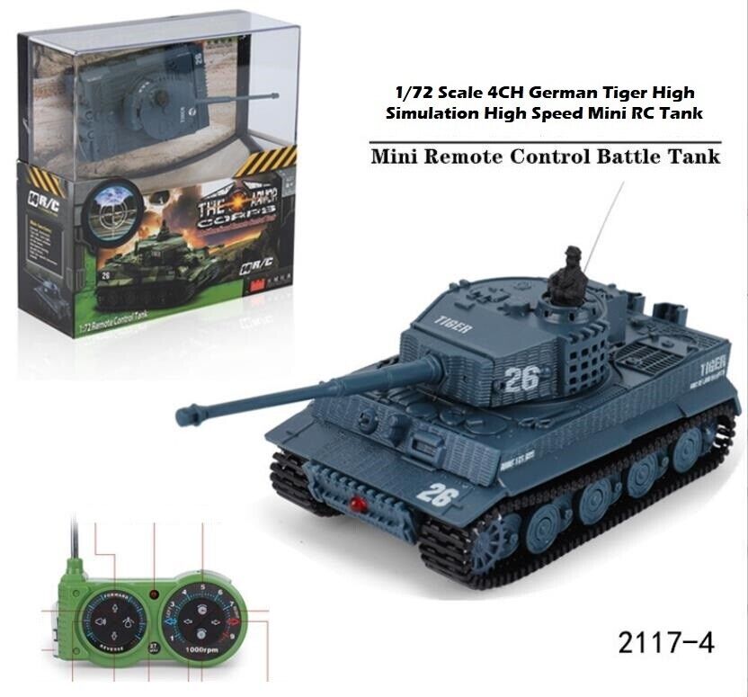 Kid Boy Toy Gift Remote Control Scale Tiger High Simulation Speed Mini RC Tank