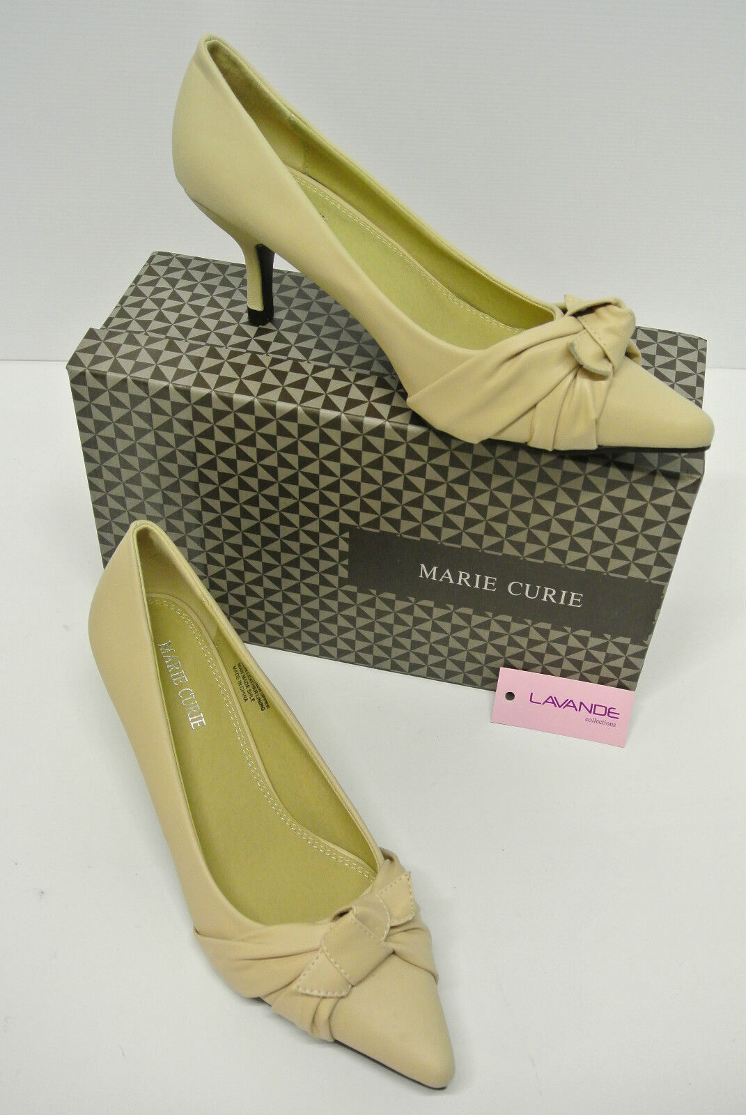 New women ladies low mid heel pumps pointed toe court work office shoes