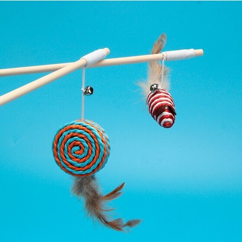 Feather Bell Mouse Interactive Tease Cat Stick Frosted Comfortable Pet Play Toy