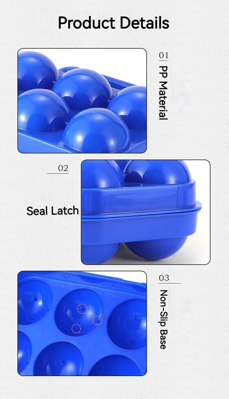 Outdoor 6 Compartment Egg Storage Portable Camping Cutlery Picnic BBQ Egg Carton