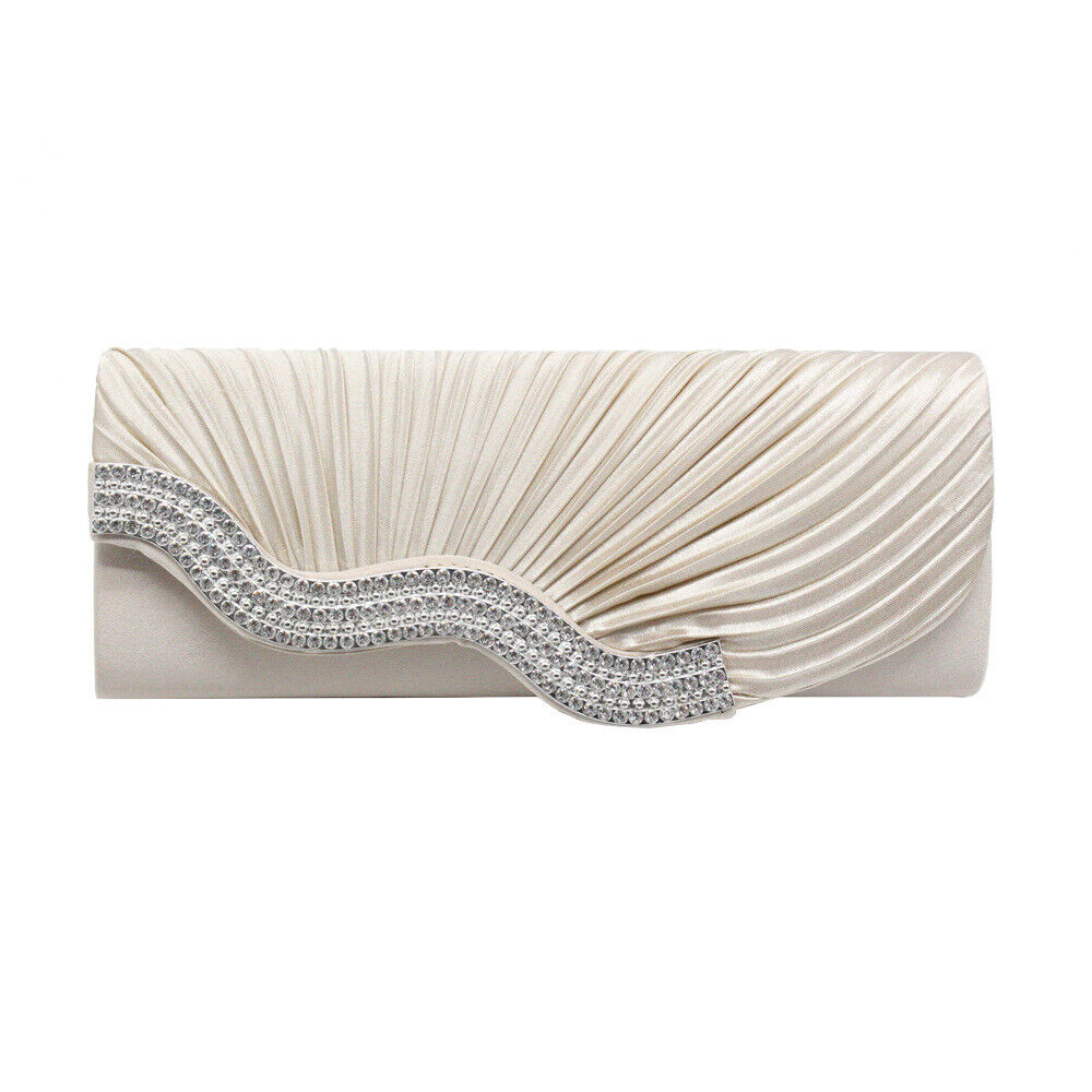 Shining Satin Ladies Chain Dinner Handbag Wedding Bridal Party Evening Clutch