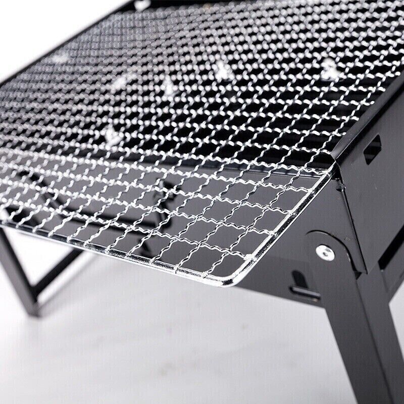 Outdoor Small Black Steel Charcoal Grill Portable Folding Thickened Grill BBQ