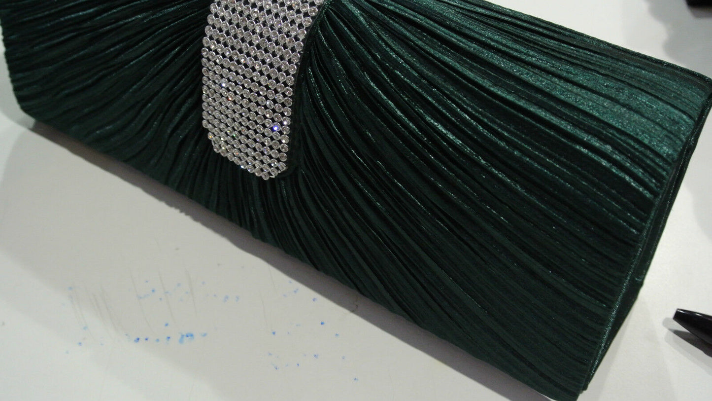 BRAND NEW Shining Satin Ladies Evening Clutch Bag Wedding Bridal Chain Handbag