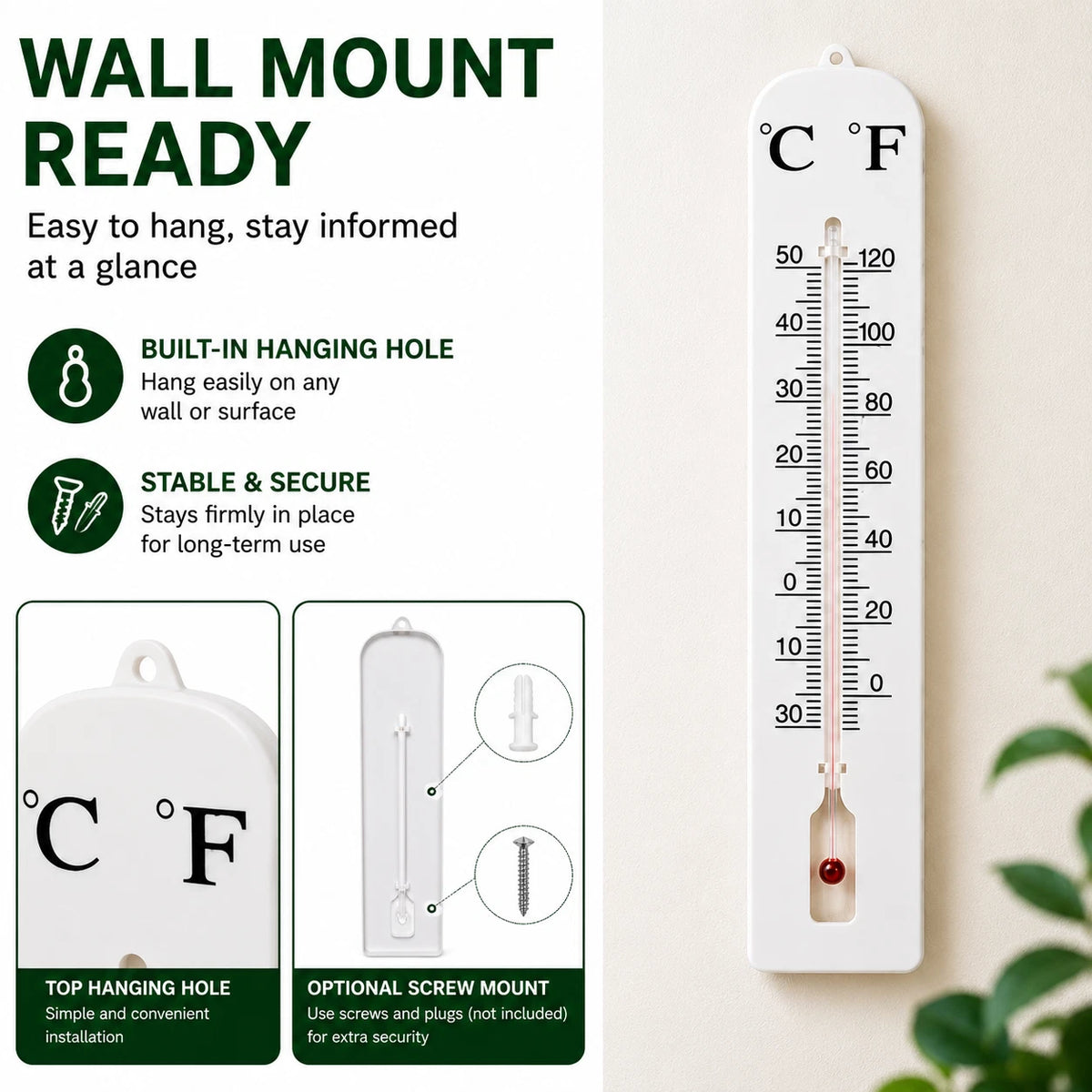 2X 40cm Jumbo Indoor Outdoor Wall Thermometer Large Garden Home Celsius Fahrenheit