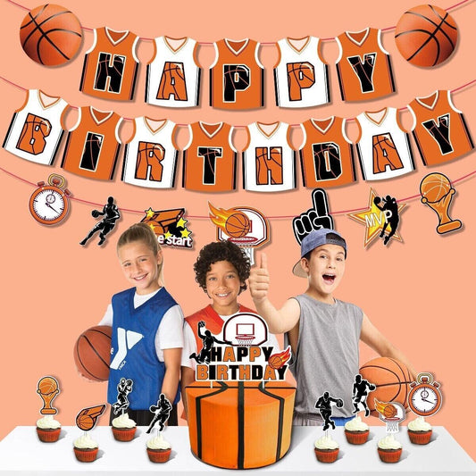 Basketball Theme NBA Jersey Birthday Pull Flag Cake Insert Card Party Decoration