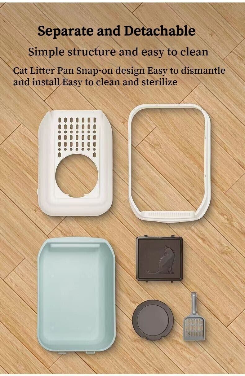 Large Space Fully Enclosed PP Resin Detachable Cat Litter Box Kitty Pet Toilet