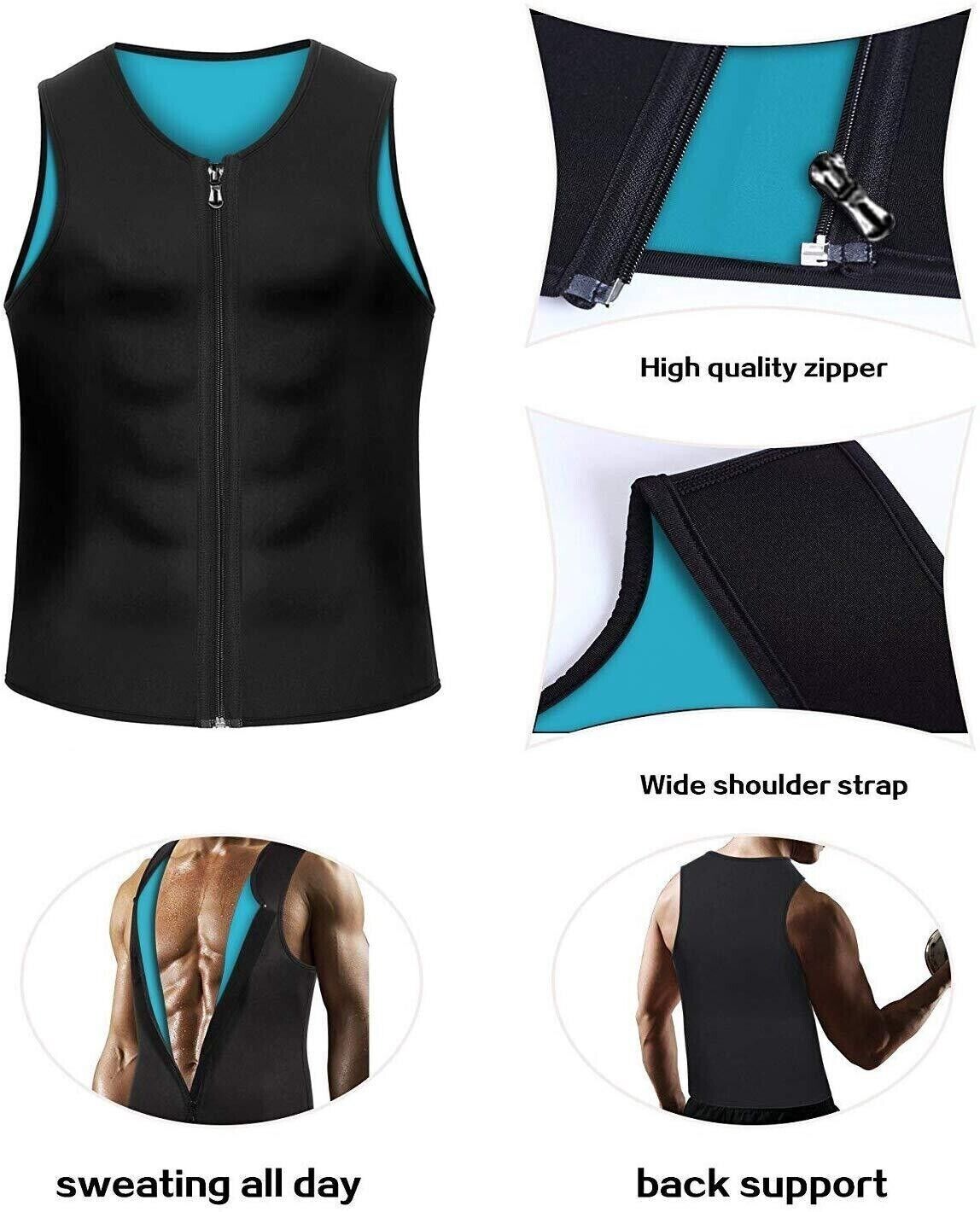 Mens Slimming Body Shaper Vest Neoprene Corset Underwear Compression Tank Top