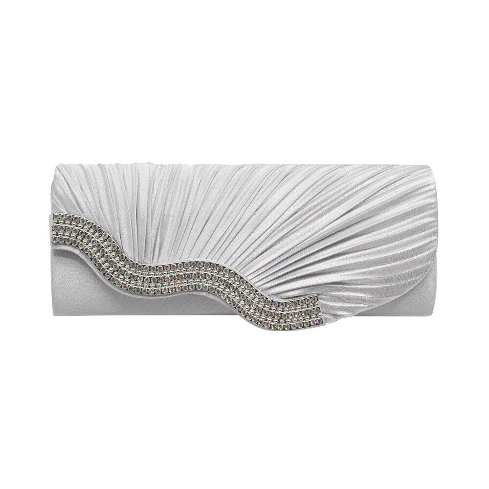 Shining Satin Ladies Chain Dinner Handbag Wedding Bridal Party Evening Clutch