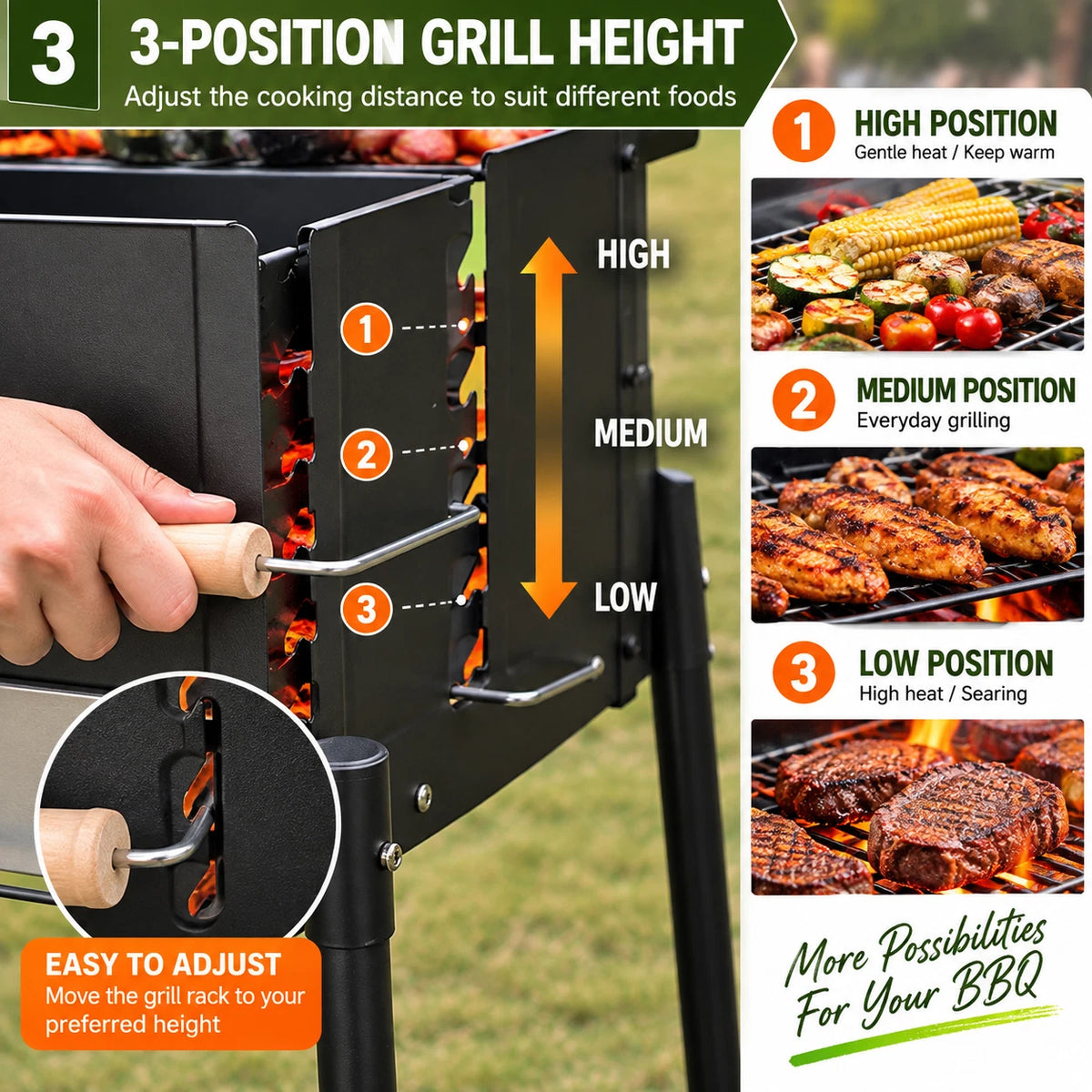 Large Windshield Charcoal BBQ Grill Portable Foldable Camping Outdoor Barbecue