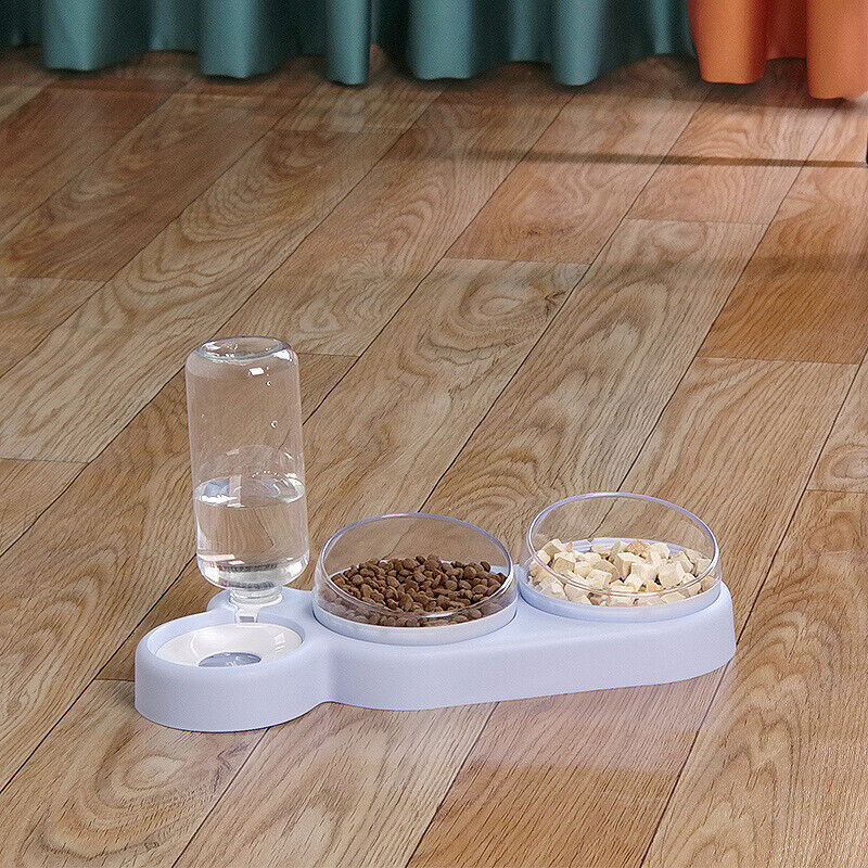 Pet Cat Three Bowl Dog Bowl Stand Cat Dog Automatic Feeder Water Fountain