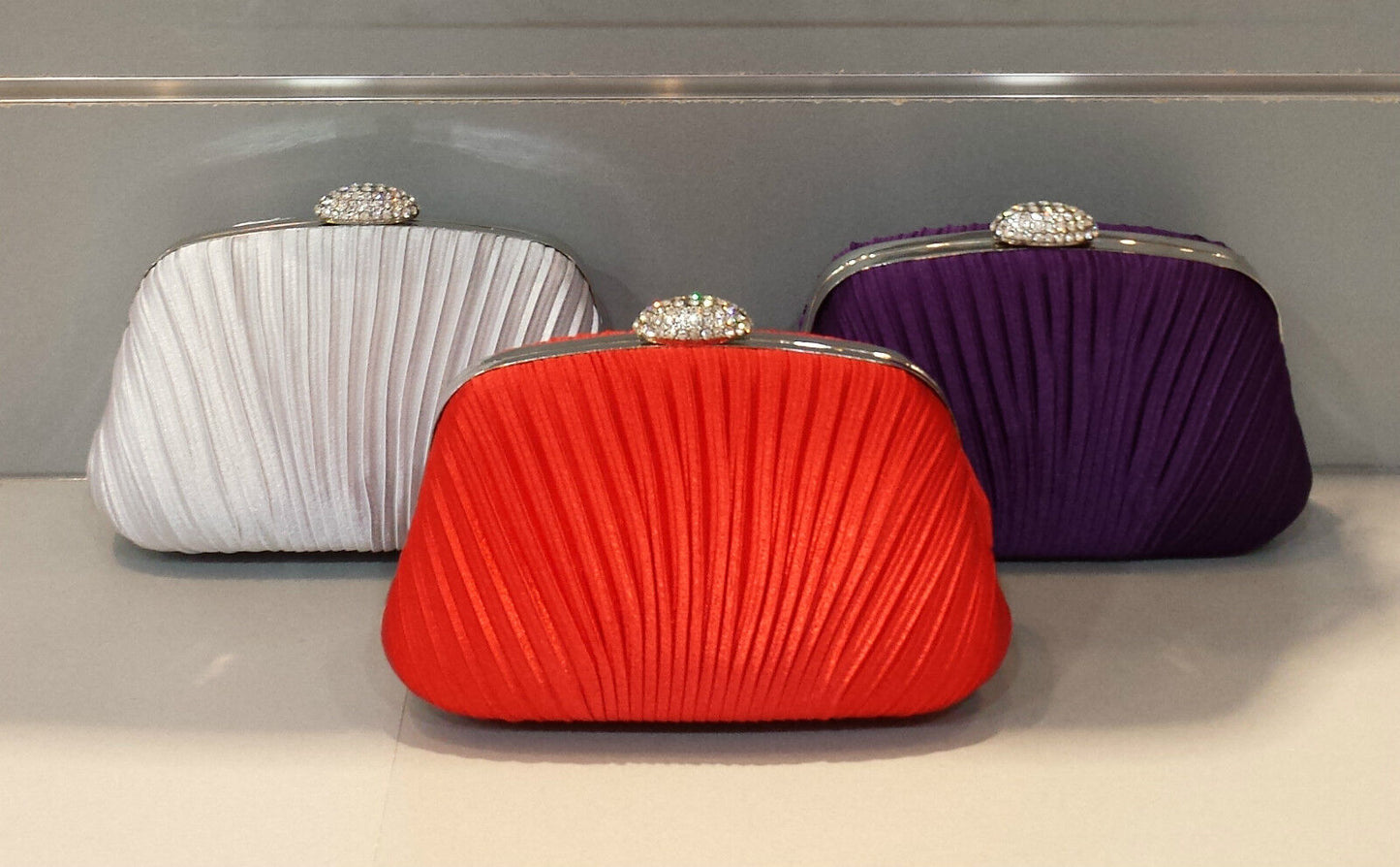 NEW Shining Satin Ladies Evening Clutch Bag Wedding Bridal Chain Handbag Wallet