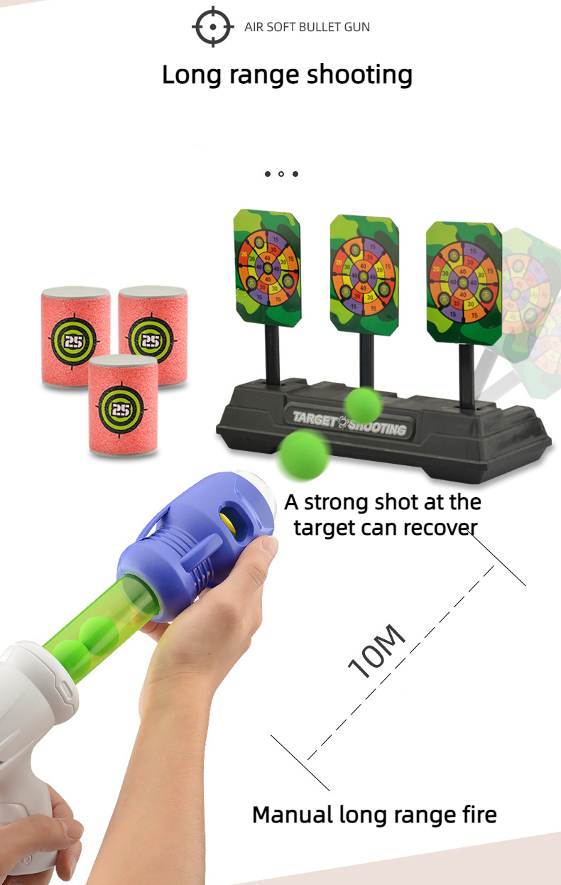 Soft EVA Bullet Shooting Automatic Scoring Manual Continuous Fire Toy Gun