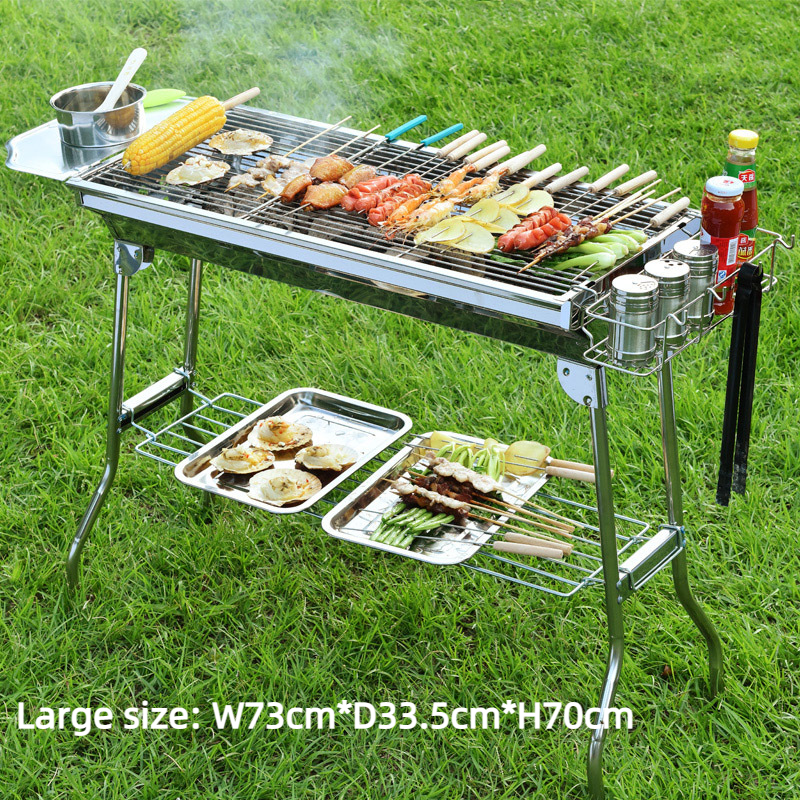New Outdoor Portable Stainless Steel Stove Charcoal BBQ Grill Camping Cooking