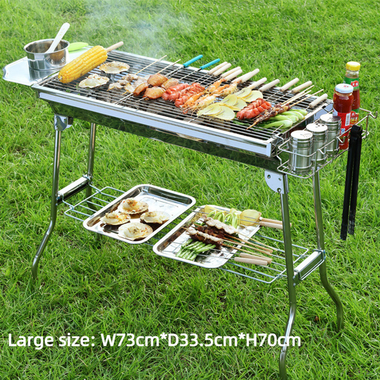 New Outdoor Portable Stainless Steel Stove Charcoal BBQ Grill Camping Cooking