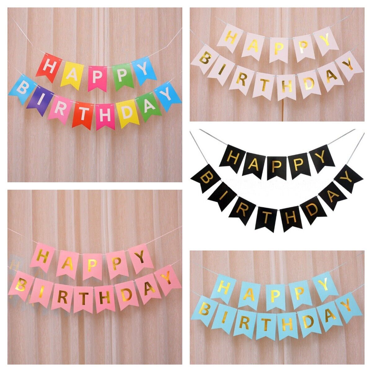 HAPPY BIRTHDAY Small Swallowtail Pull Flag Multicolor Party Decoration Supplies