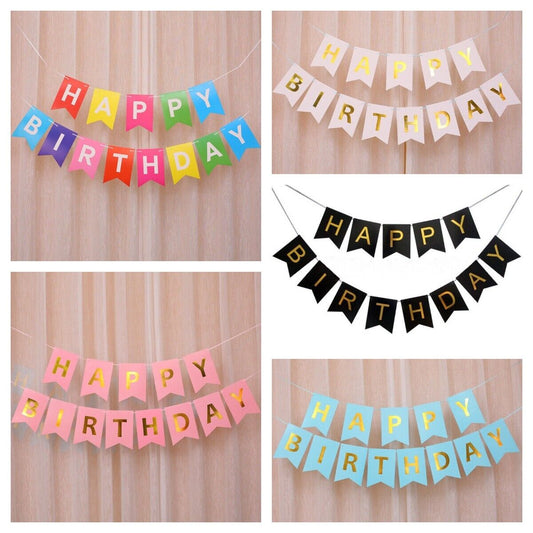 HAPPY BIRTHDAY Small Swallowtail Pull Flag Multicolor Party Decoration Supplies
