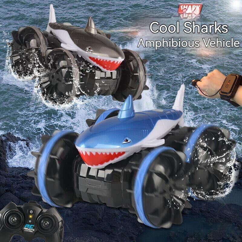 Amphibious Shark Stunt Car Remote Control Wireless Electric Toy Boy Kids Gift