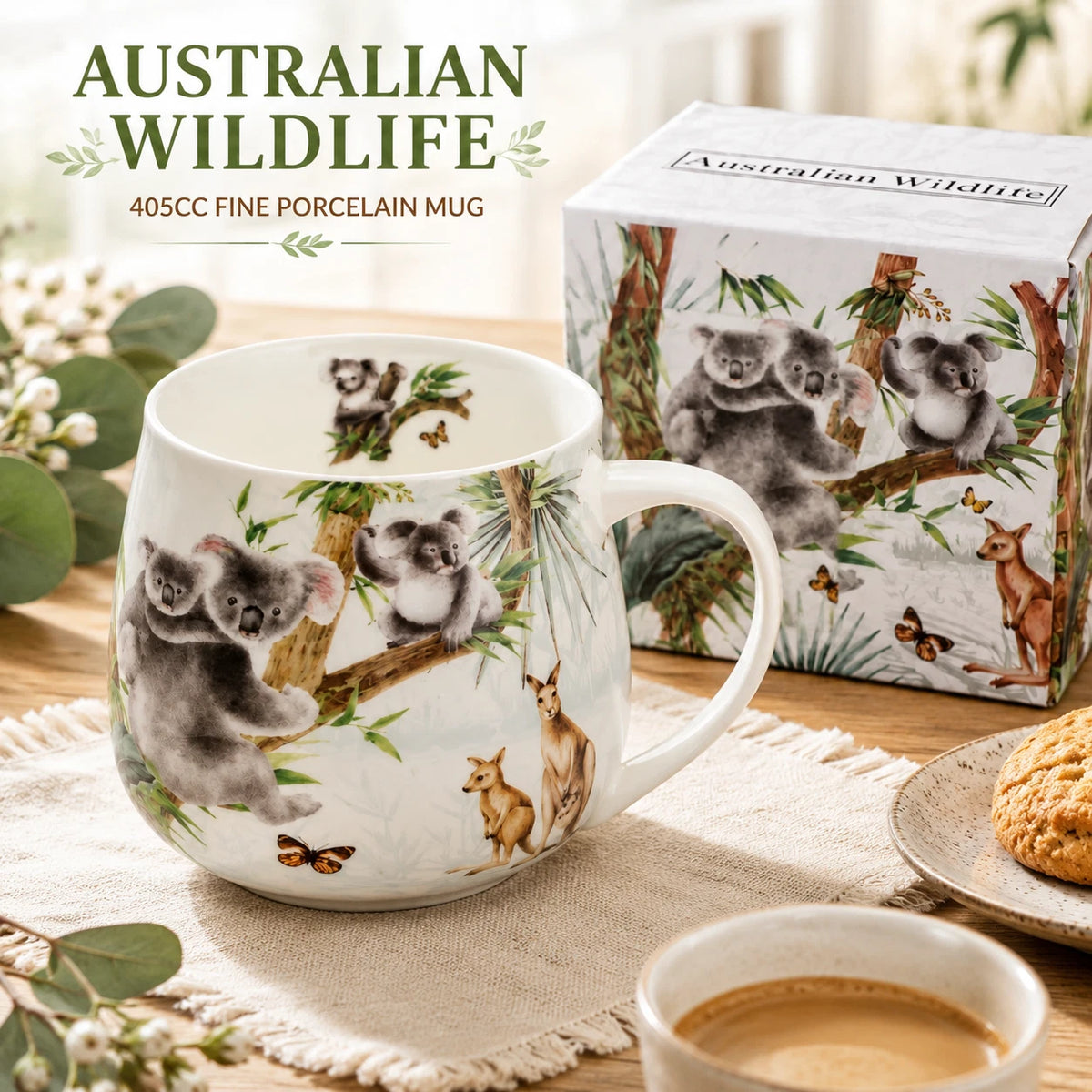 1-6x Australian Wildlife Koala Mug 400cc Fine Porcelain Coffee Tea Cup Gift Box