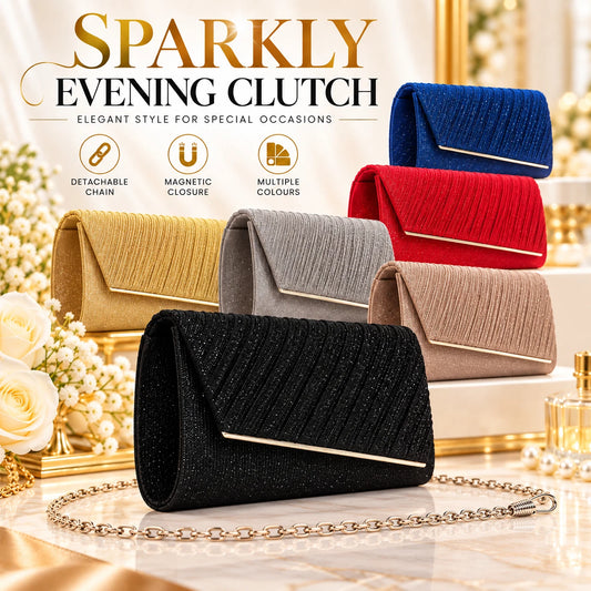 Women Sparkly Evening Clutch Bag Wedding Party Prom Handbag Shoulder Chain Purse