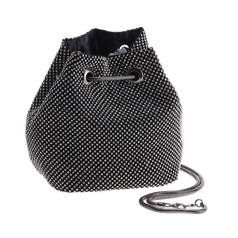 Women Sparkly Shining Rhinestone Party Prom Bridal Bucket Bag Evening Clutch