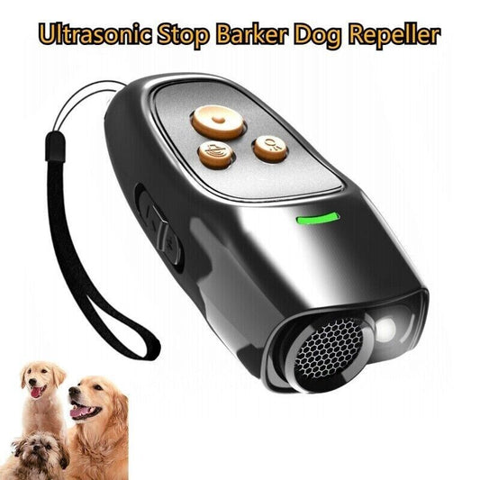 Pet Ultrasonic Anti-barking Dog Repeller Dog Handheld Trainer LED Black Blue