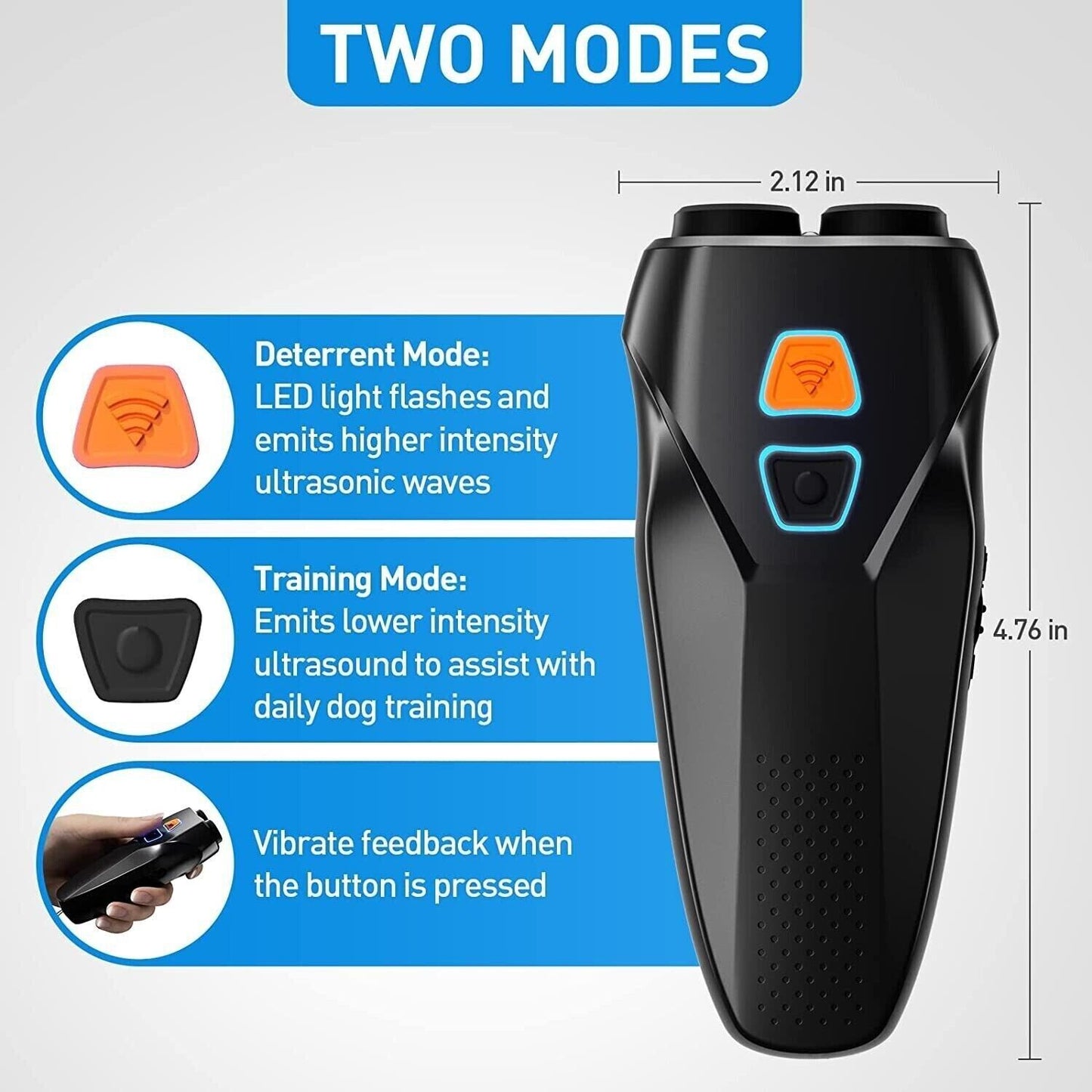 Dual Probe Ultrasonic Dog Repeller Anti-barking Device High Power Expeller