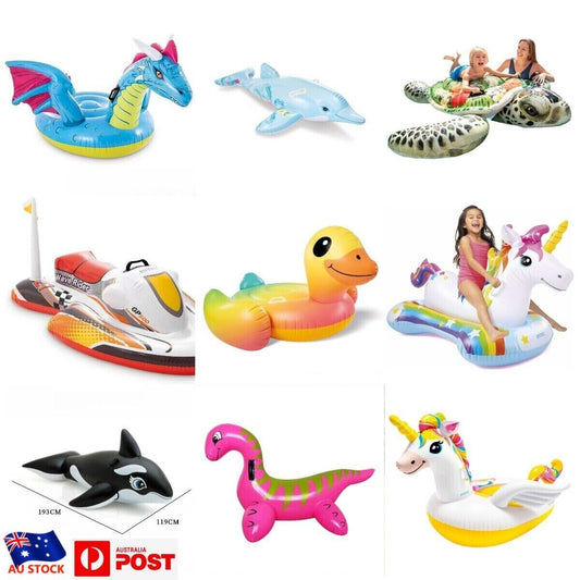 Kids Inflatable Duck Dinosaur Unicorn Pool Float Raft Swimming Lounge Toy Bed