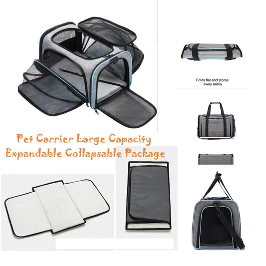Pet Carrier Large Capacity Expandable Collapsable Package Dog Cat Carry Bag