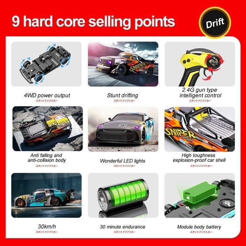 RC 4WD High Speed Housepower Drift Stunt Vehicle Boy's Off Road Toy Racing Car