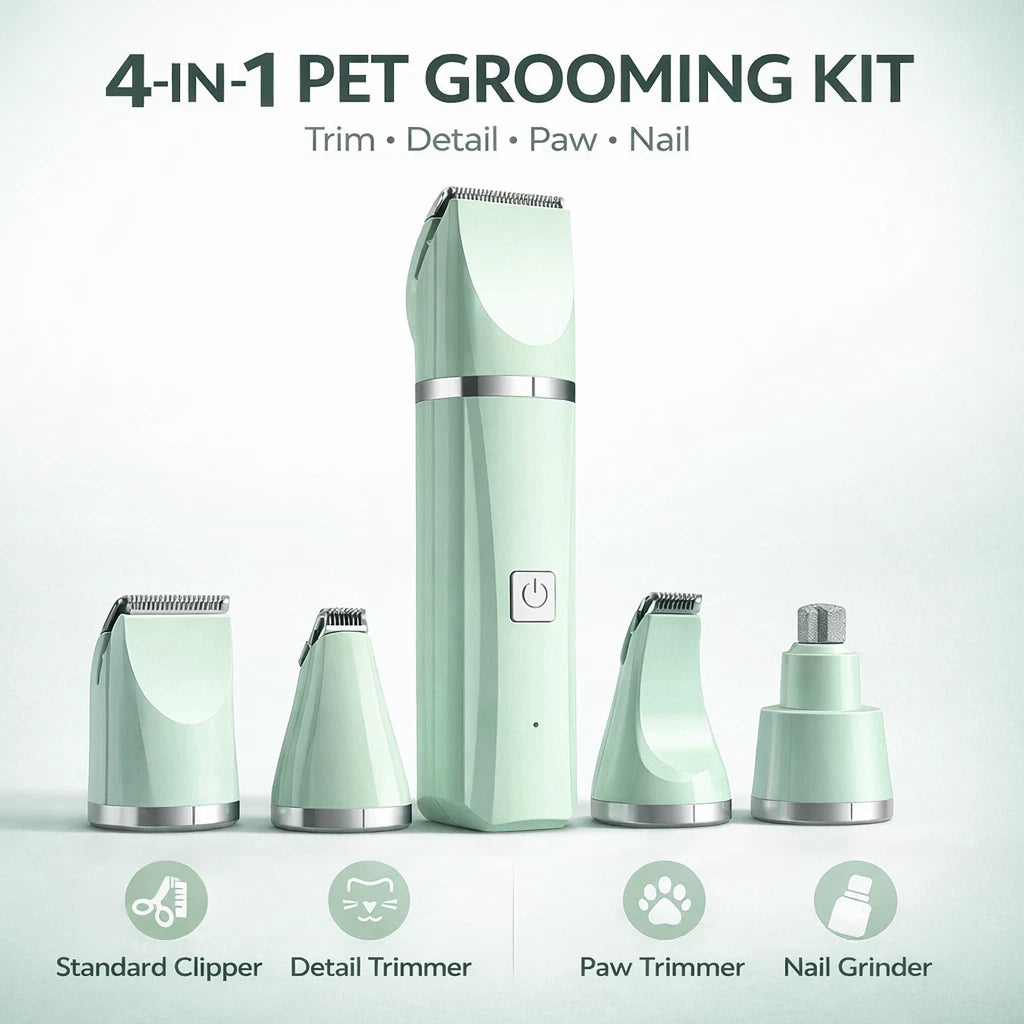 4 in 1 Pet Grooming Clipper Kit Dog Cat Hair Trimmer Nail Grinder Low-noise USB