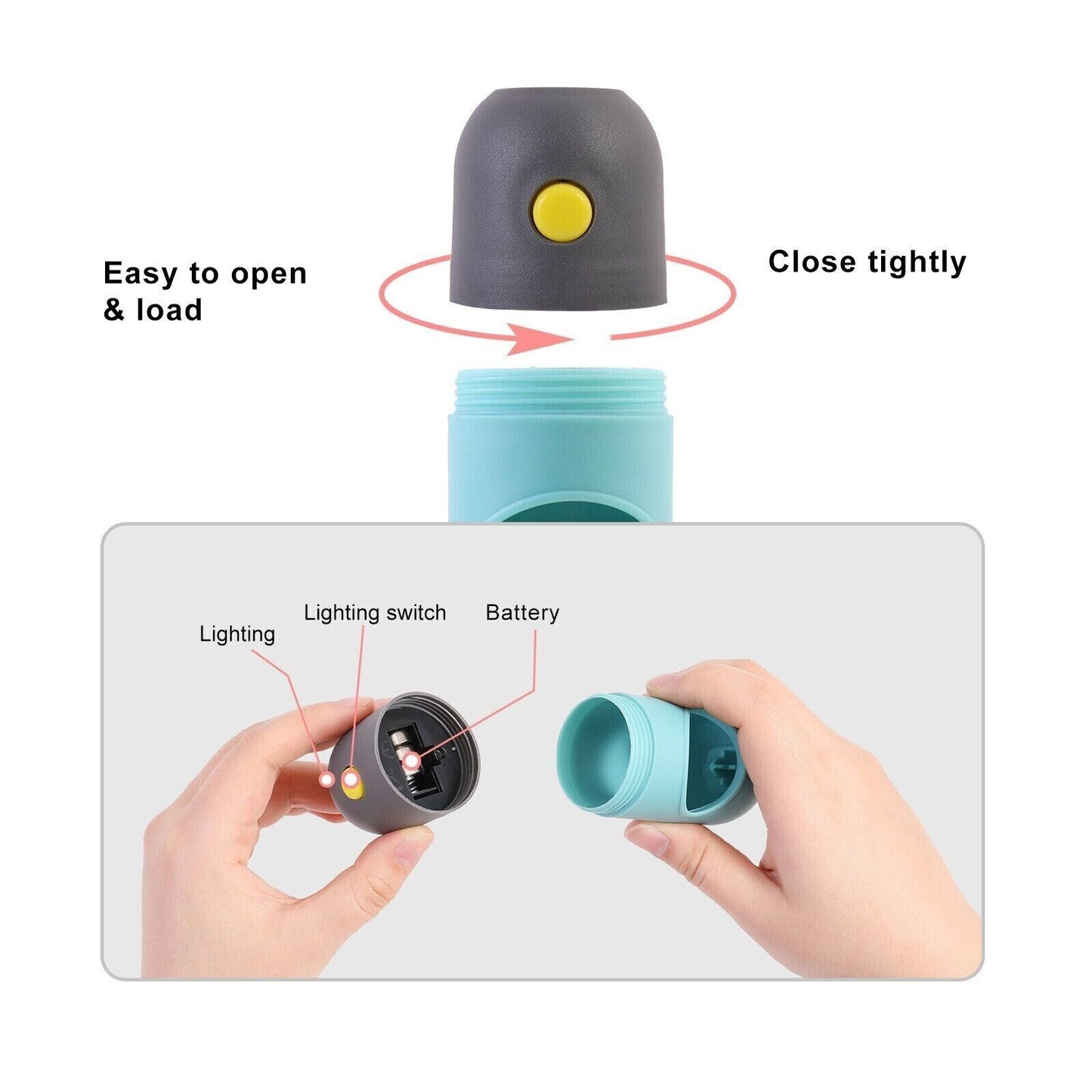 Pet Poop Bag Dispenser With LED Flashlight Waste Disposable Clean Poo Holder
