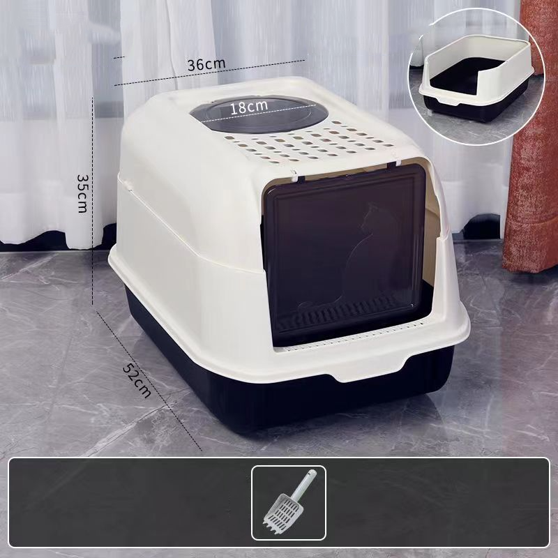 Large Space Fully Enclosed PP Resin Detachable Cat Litter Box Kitty Pet Toilet