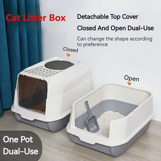 Large Space Fully Enclosed PP Resin Detachable Cat Litter Box Kitty Pet Toilet