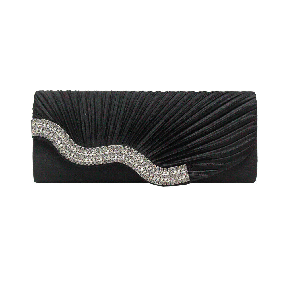 Shining Satin Ladies Chain Dinner Handbag Wedding Bridal Party Evening Clutch