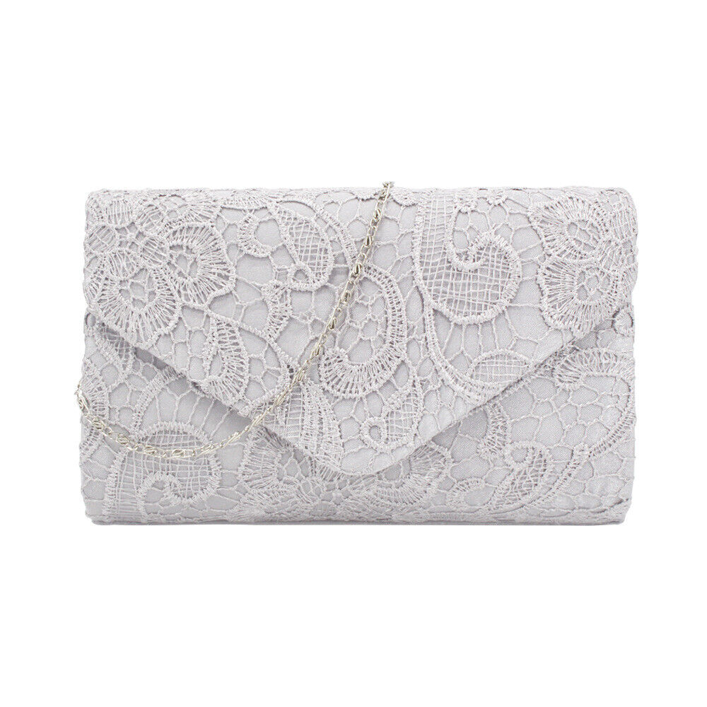 NEW Shining Satin Ladies Evening Clutch Bag Wedding Bridal Chain Handbag Wallet