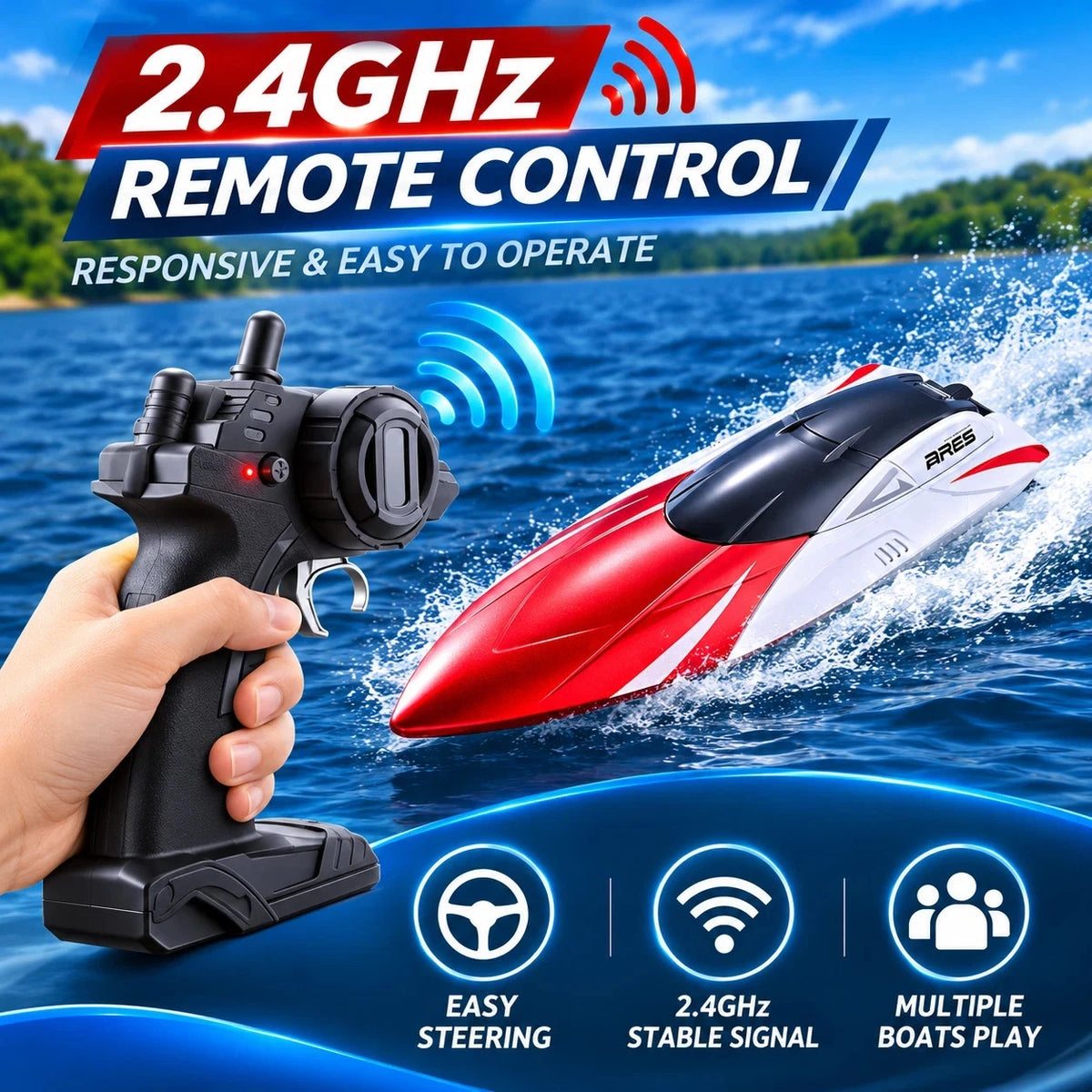 2.4GHz RC Speed Boat Remote Control Racing Yacht Dual Propeller Rechargeable AU